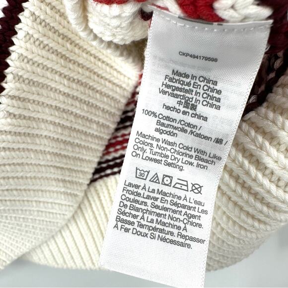 Madewell Cream and Red Cotton Cowl Turtleneck Sweater in stripe Size S - Picture 5 of 8